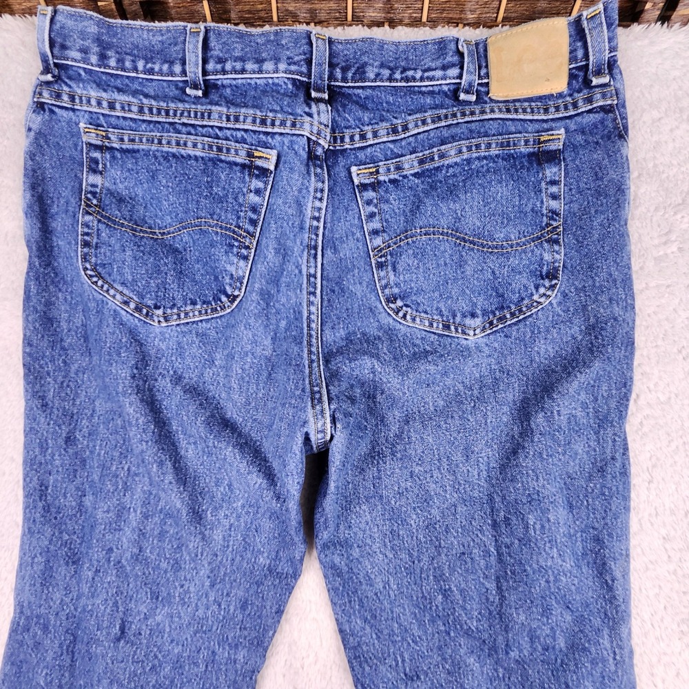 VTG Lee Jeans Mens 40x34 Blue Regular Fit Straight Leg Denim 90s Y2K Dad Work - Picture 7 of 7